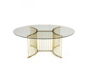 Round Glass Table with Gold Base