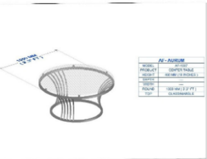 Modern Round Glass Table with Metal Wire Base
