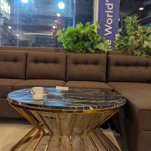Luxury Round Glass Top Coffee Table with Metal Base