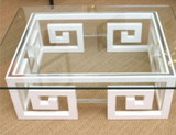 Modern Geometric Glass Table with White Spiral Base
