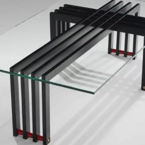 Contemporary Black Console Table with Glass Top