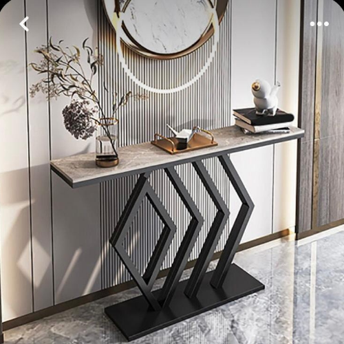 Modern Zigzag Metal Base Console Table