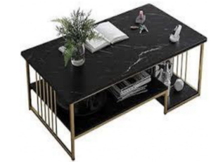Modern Black Glass Table with Storage Shelf
