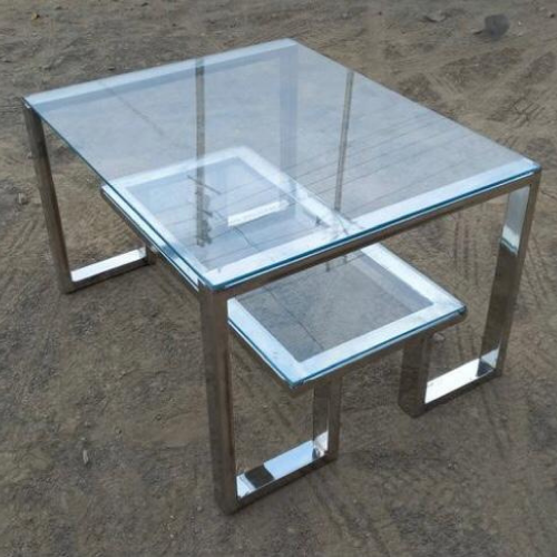 Modern Glass & Stainless Steel Coffee Table
