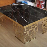 Luxury Gold Metal Side Table with Mirrored Top