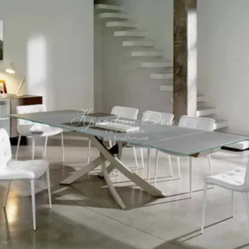 Contemporary Glass Dining Table with White Base