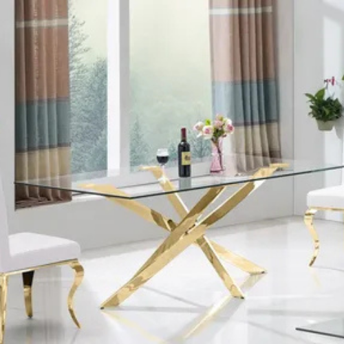 Modern Wooden Dining Table Set with White Chairs