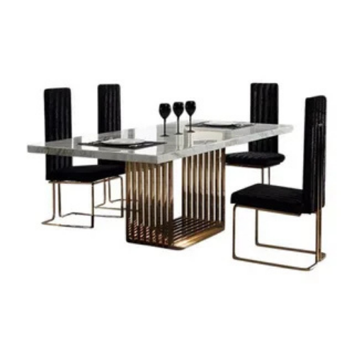 Modern Black Dining Table Set with Four Chairs
