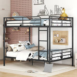 Minimalist Black Metal Bunk Bed with Ladder