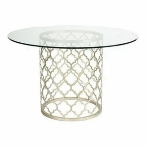 Round Modern Glass Table with Gold Base