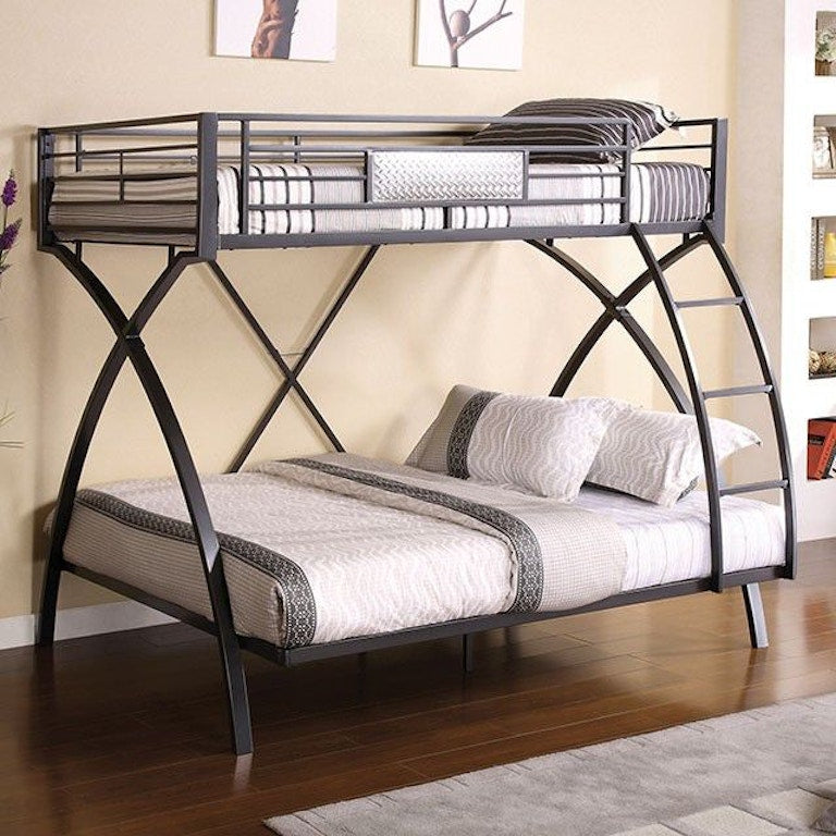 White Metal Twin Over Full Bunk Bed