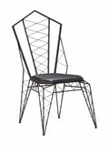 Geometric metal dining chair with black cushion seat