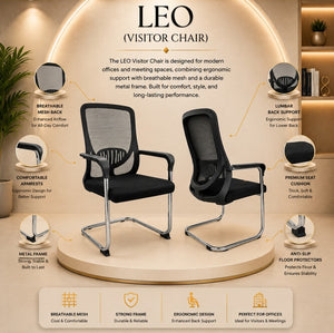LEO Ergonomic Visitor Chair with Breathable Mesh & Lumbar Support