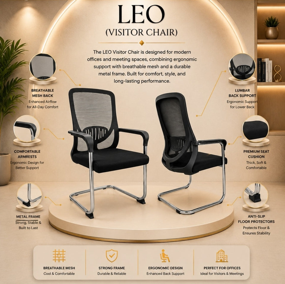 LEO Ergonomic Visitor Chair with Breathable Mesh & Lumbar Support