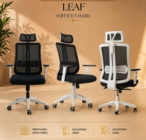 LEAF Ergonomic Office Chair | Breathable Mesh with Adjustable Headrest