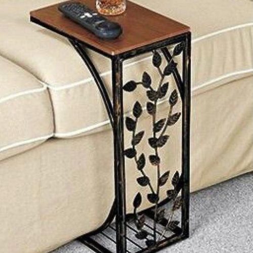 Wooden Wine Rack with Metal Frame and Glass Holders