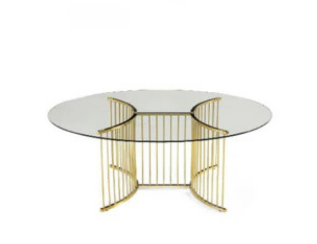 Round Glass Table with Gold Base