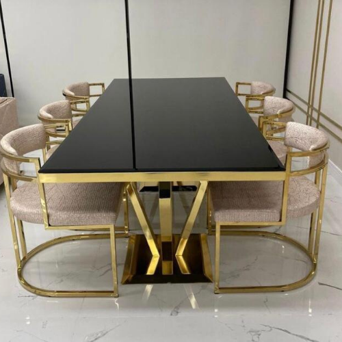 Modern Coffee Table with Black Glass Top and Gold Base