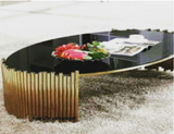 Luxury Oval Black Glass Table with Gold Base