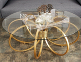 Modern Round Glass Table with Artistic Gold Base