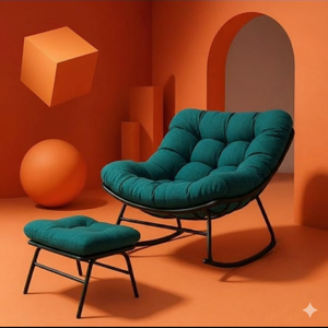 Modern Teal Lounge Chair with Ottoman – Contemporary Accent Chair
