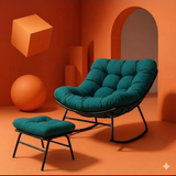 Modern Teal Lounge Chair with Ottoman – Contemporary Accent Chair