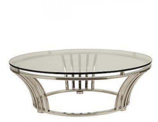 Modern Round Glass Table with Metal Wire Base