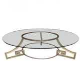 Modern Round Glass Dining Table with Gold Base