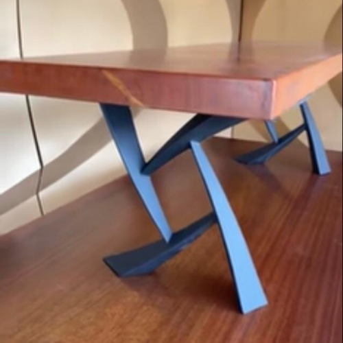Contemporary Solid Wood Table with Stylish Metal Legs