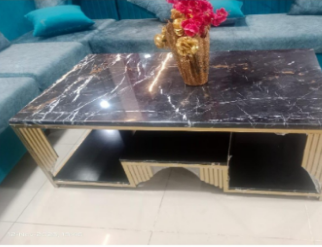 Modern Luxury Marble Top Table with Gold Base