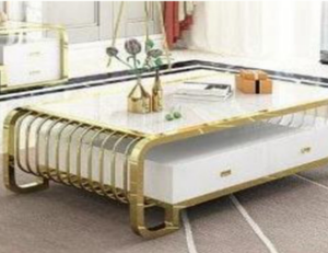 Modern Luxury Gold & White TV Stand for Living Room