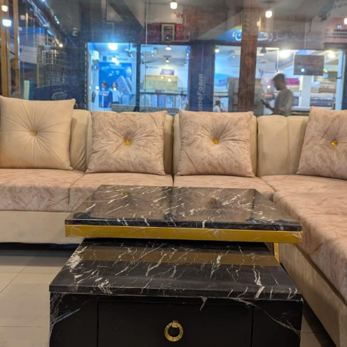 Modern Square Glass Coffee Table with Black & Gold Base