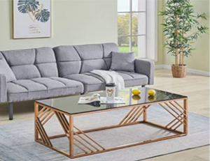 Modern Geometric Glass Table with Metal Frame