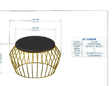 Modern Round Table with Gold Frame and Black Glass Top
