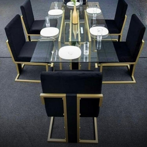 Luxury Black and Gold Dining Table Set
