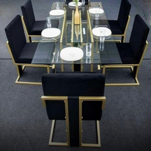 Luxury Black and Gold Dining Table Set
