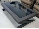 Modern Black Glass Table with Z-Shaped Base