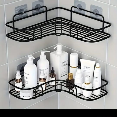 Black Corner Bathroom Shower Shelf Organizer