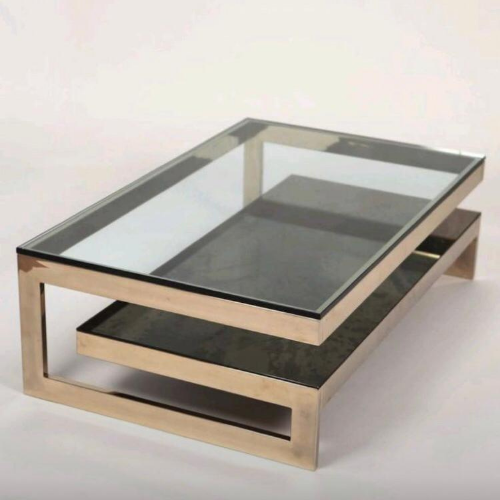 Modern Glass Top Coffee Table with Metal Frame