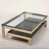 Modern Glass Top Coffee Table with Metal Frame