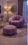 Luxury Pumpkin Lounge Chair with Ottoman