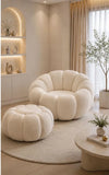 Luxury Pumpkin Lounge Chair with Ottoman