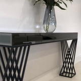 Black Console Table with Decorative Metal Legs
