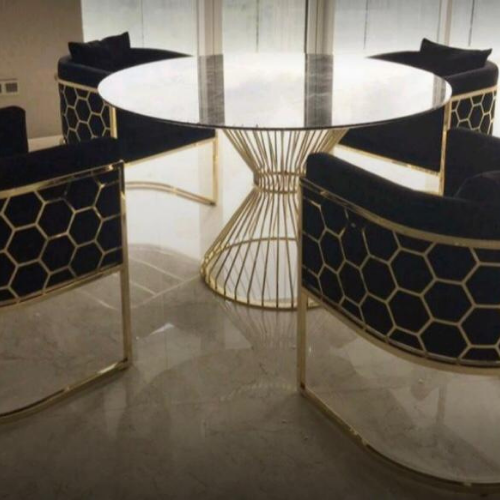 Modern Wooden Dining Table with Metal Frame