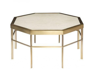 Modern Octagon Glass Table with Gold Frame
