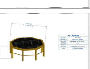 Modern Octagon Glass Table with Gold Frame