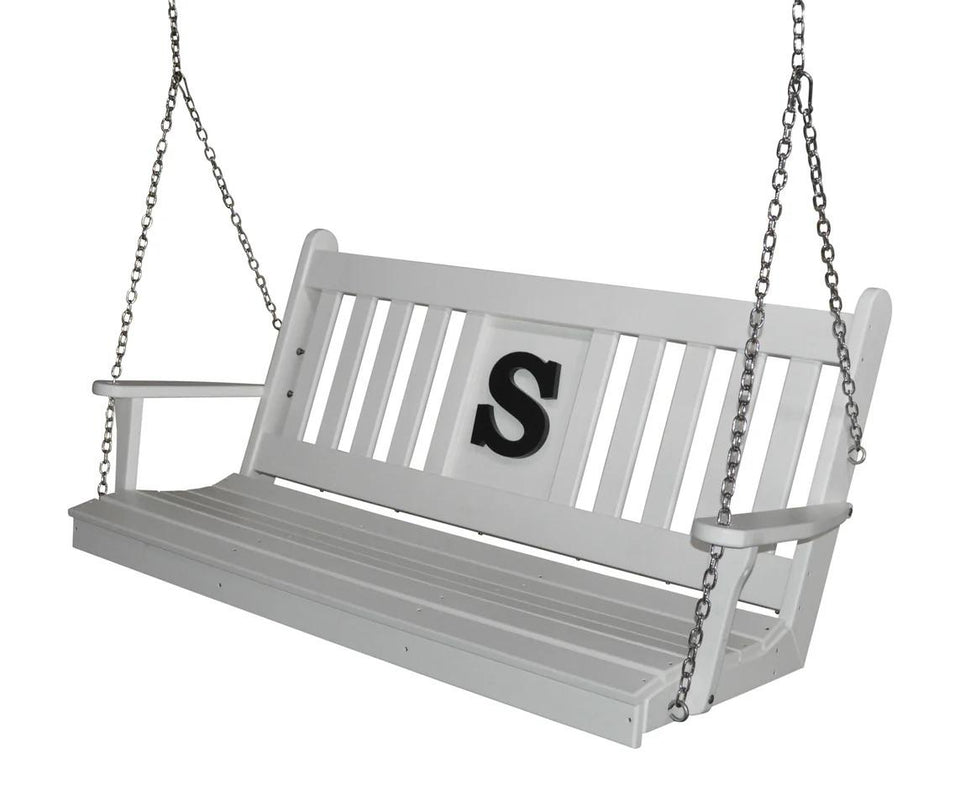 Modern White Wooden Hanging Swing Bench