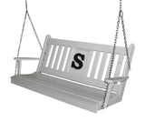 Modern White Wooden Hanging Swing Bench