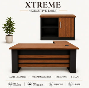 XTREME Executive Office Table | L-Shape Desk with Wire Management