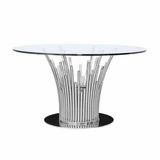 Modern Round Glass Dining Table with Metallic Base